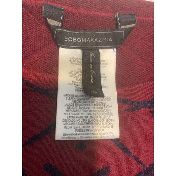 Bcbg Maxazria Red Blue Elizabetta Long Sleeve Sweater Top Xs - Picture 2 of 4